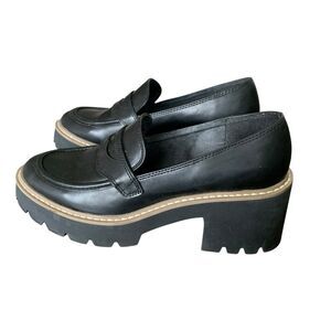 DV Dolce Vita Tammy Loafers Women's Lug Block Heel Vegan Leather Black Size 7